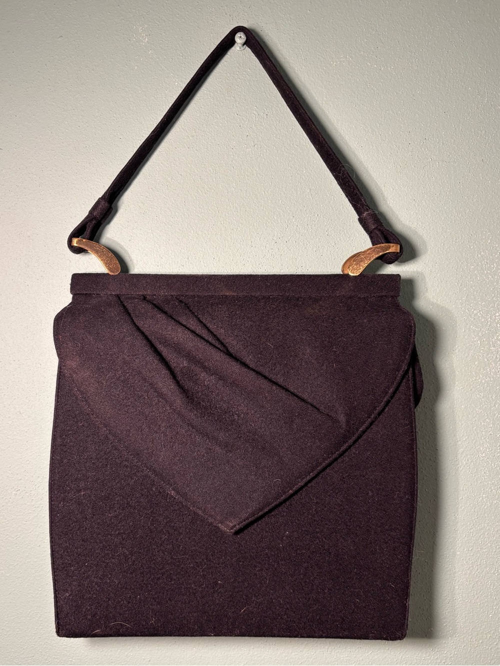 Vintage 1950’s Lewis Black Wool Envelope Top Handbag